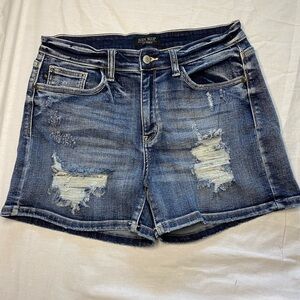 Judy Blue Mid Rise Distressed Shorts